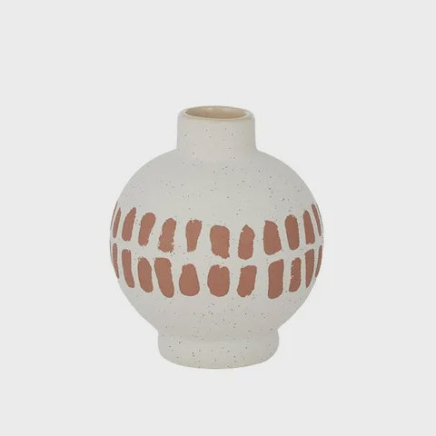 Flint Ceramic Vase - White/Rust 10x12cm