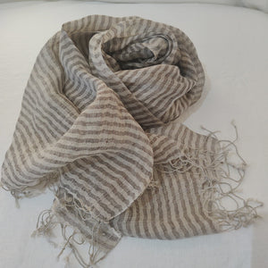 French Linen Scarf - Pinstriped