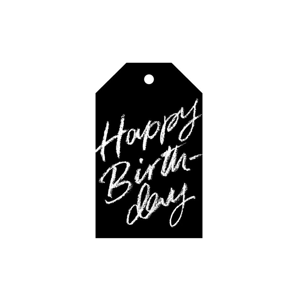 Happy Birthday Gift Tag - Black