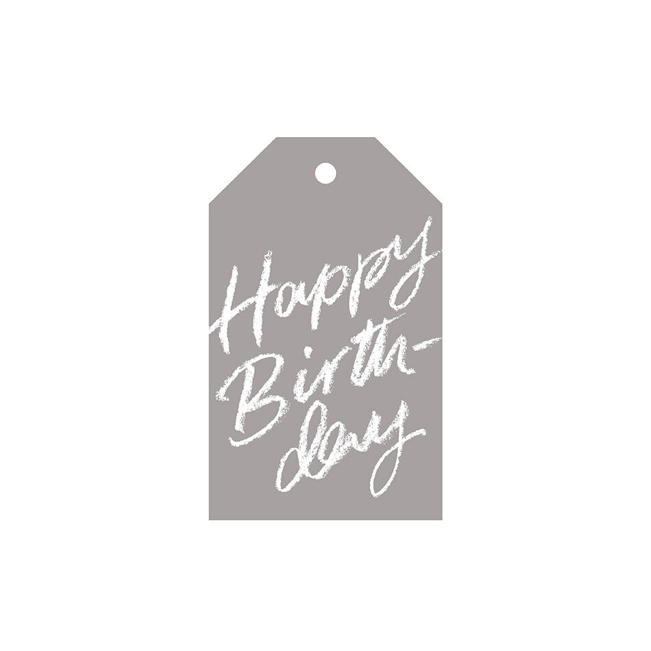 Happy Birthday Gift Tag - Grey