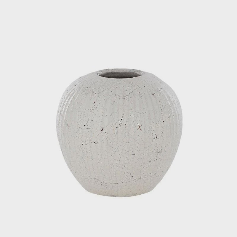 Hikaru Ceramic Vase 25x25cm - White Crackle