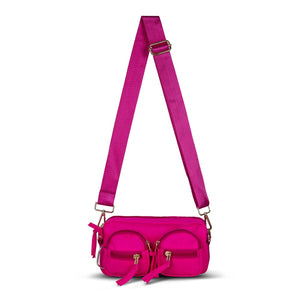 Nylon Double Pocket Cross Body Bag - Pink