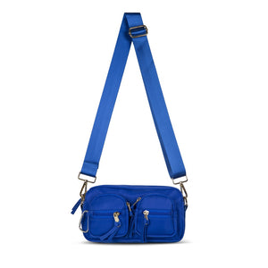 Nylon Double Pocket Cross Body Bag - Cobalt
