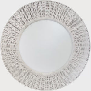 Rattan Round Mirror - White 87x12x87cm
