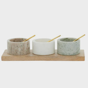 Mist S/3 Marble Bowls with Tray 28x11cm