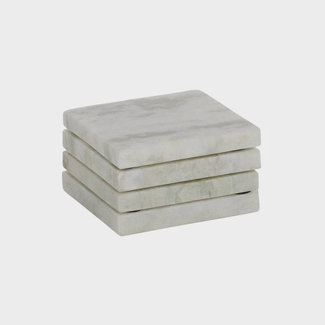 Neo S/4 Marble Coasters - Square Green