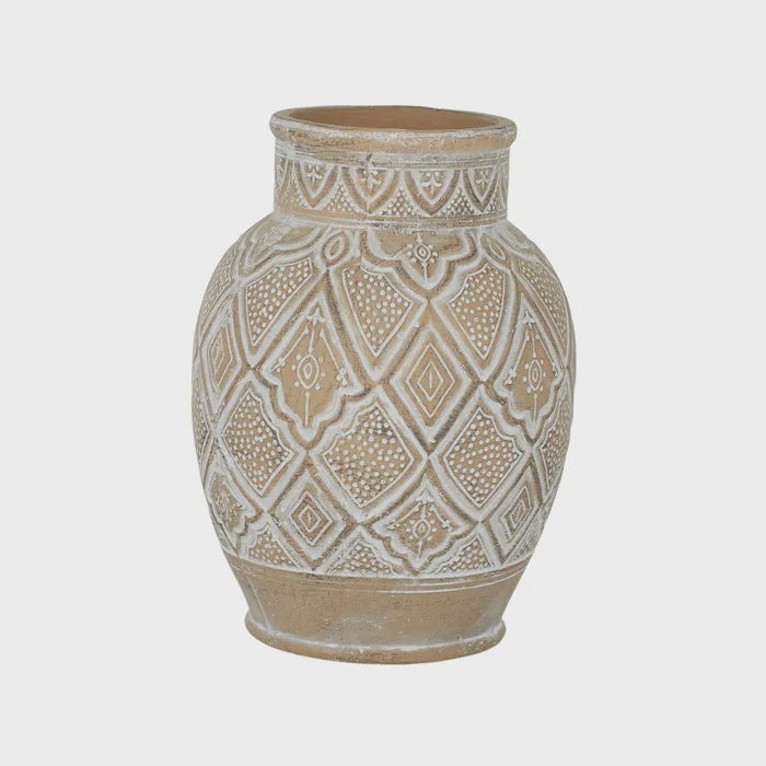 Odisha Terra Vase 21.5x30cm Nat/White