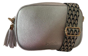 Vegan Leather Cross Body Bag - Silver