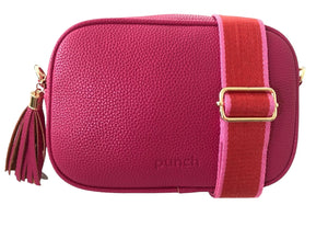 Vegan Leather Cross Body Bag - Pink