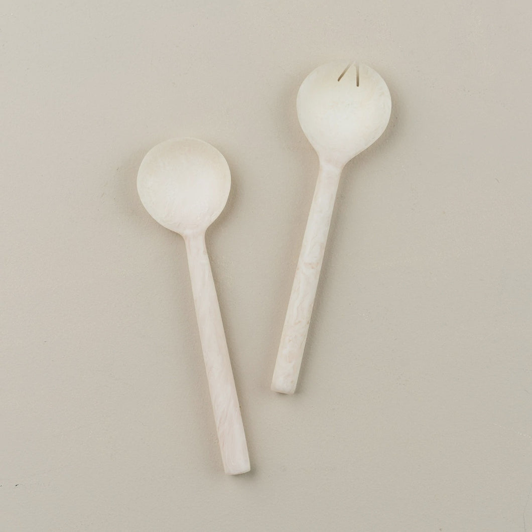 Flow Resin Salad Servers - Marshmallow