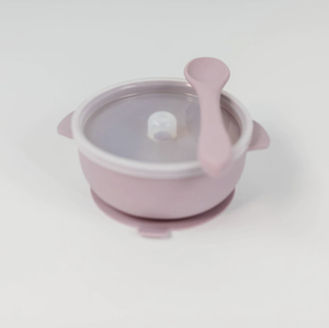 Silicone Bowl with Lid and Spoon - Lilac