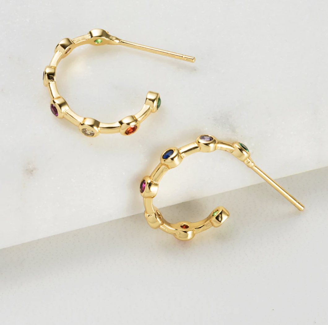 Zafino Helena Earrings - Gold with Multi Crystals