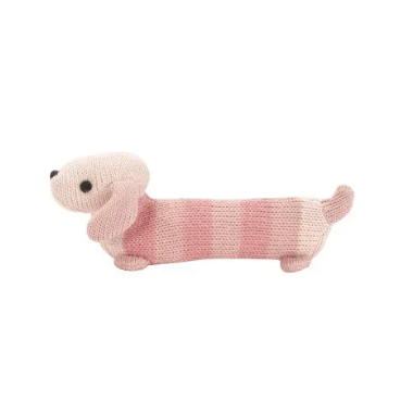 Knit Rattle - Dachshund Pink