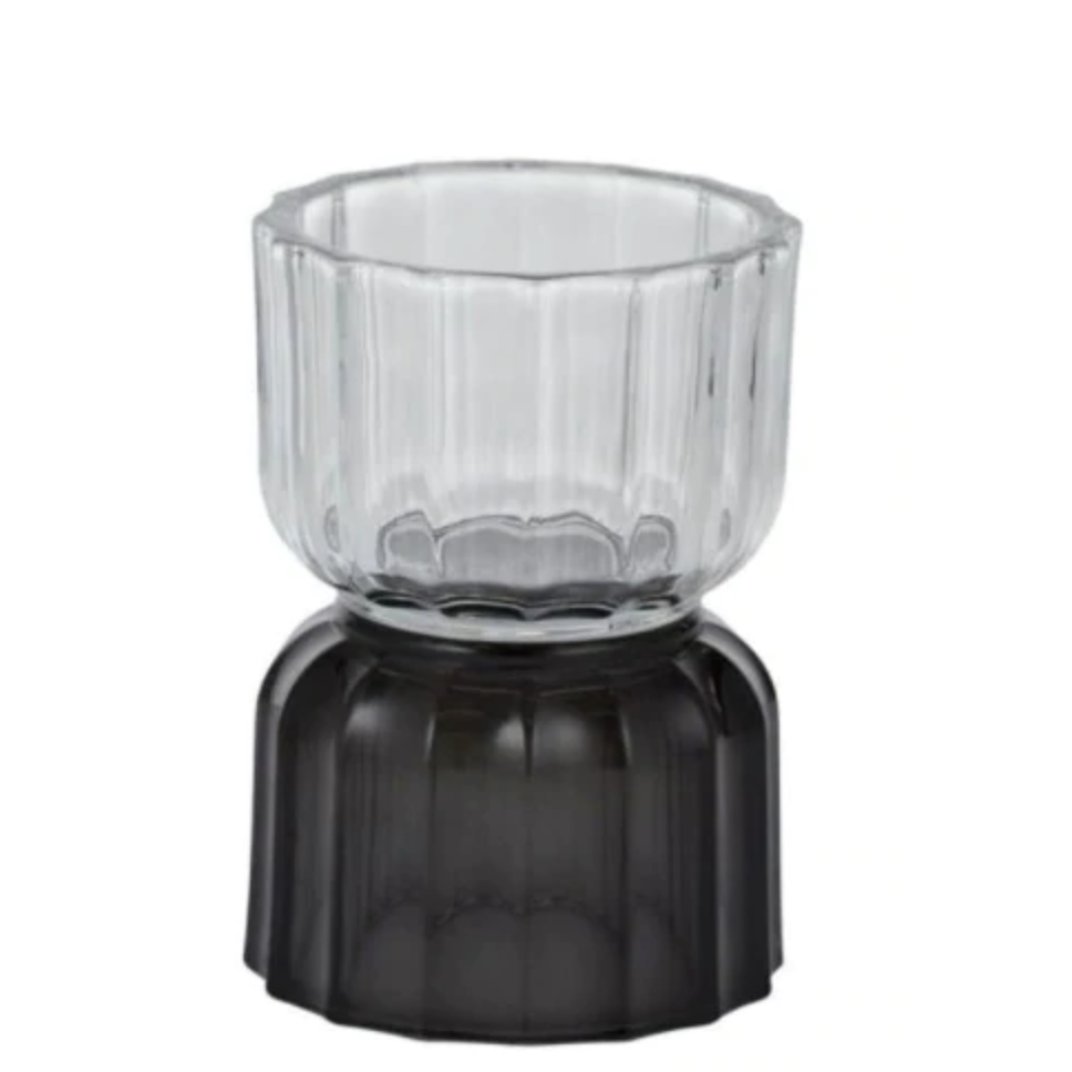Alba Glass Candleholder 10.5x7.5cm Grey