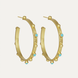 Tanrica Gold & Turquoise Hoops