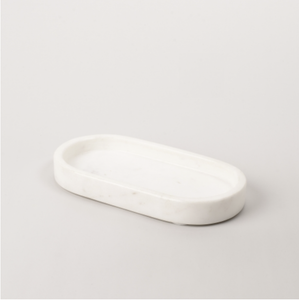 Oval Marble Tray 22x11cm - White