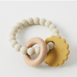 Mika Silicone & Wood Teether - Flower