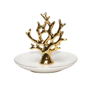 Ceramic Ring Holder - Gold Tree
