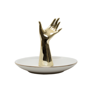 Ceramic Ring Holder - Gold Hand