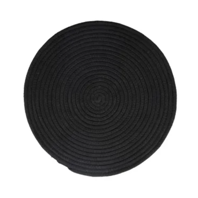 Demi Cotton Round Placemat 37cm Black