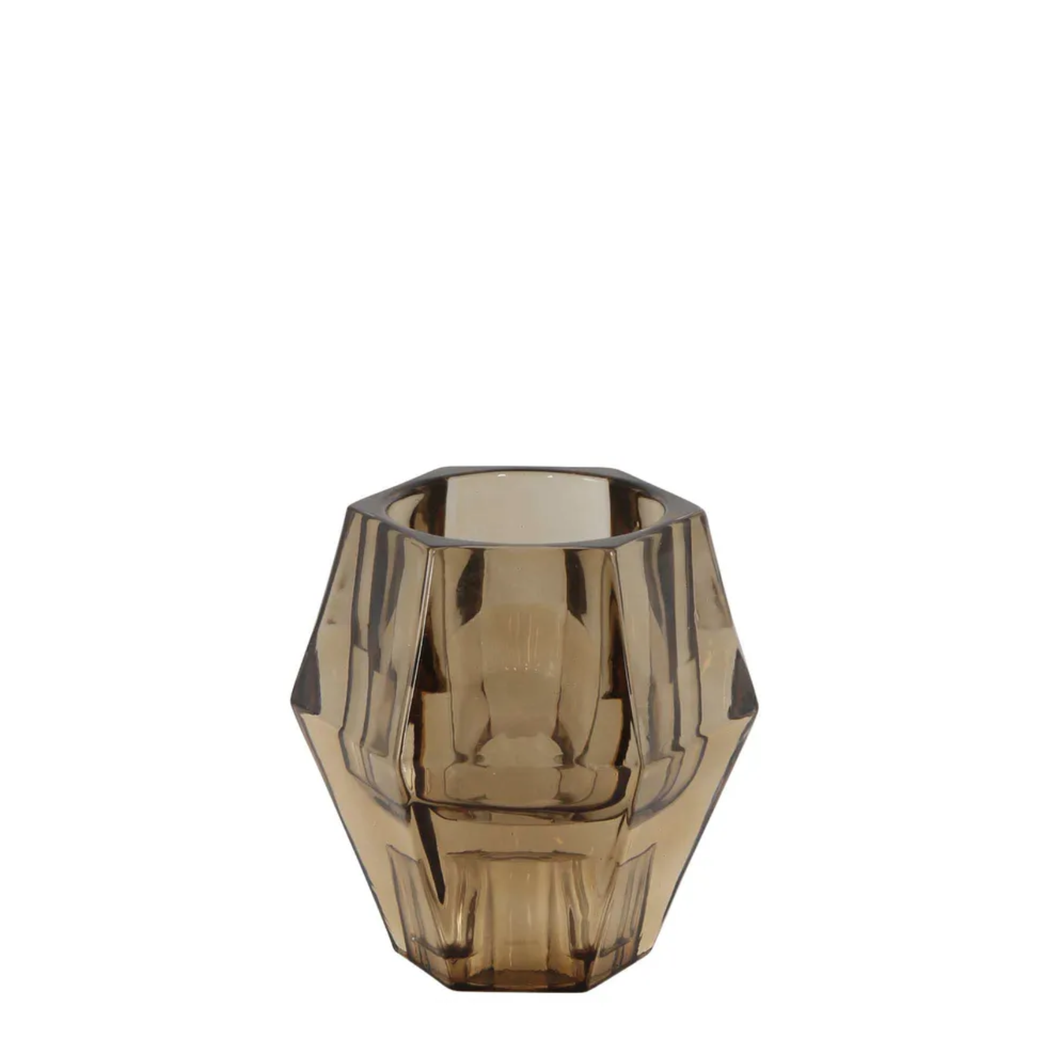 Manon Glass Candle Stand Light Brown 8x7cm