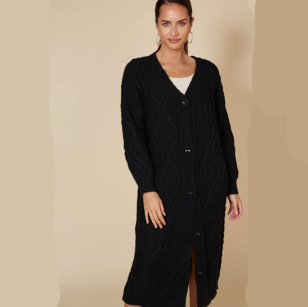 Howie Cable Cardigan ONE SIZE - Ebony