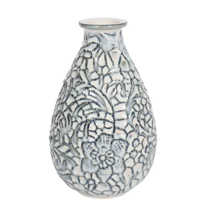 Nilma Stone Lace Bud Vase Cream/Blue - Large