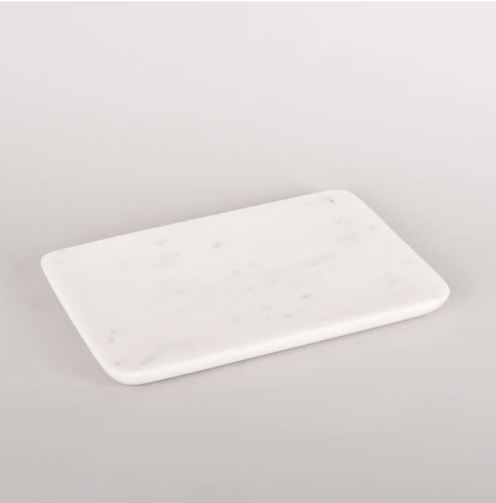 Flat Marble Rectangular Tray 20x13cm - White