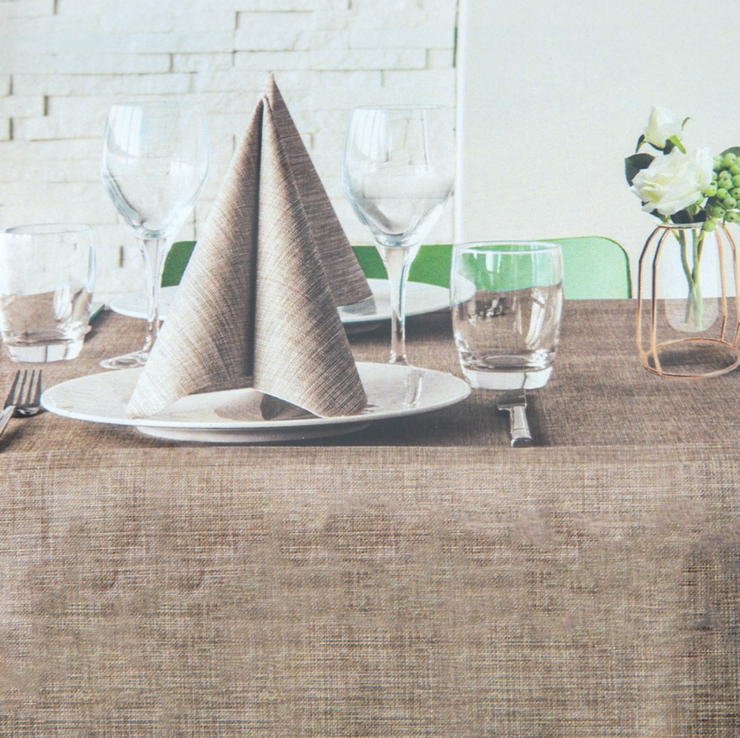 Lino Brown Compostable Tablecloth & Napkin Set