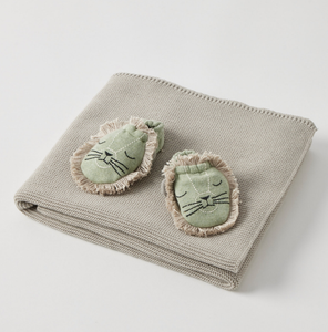 Ollie Lion Booties & Blanket Set