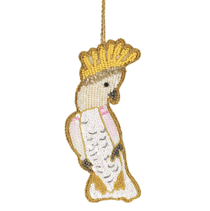 Yellow Crested Cockatoo Hanging Tree Decoration
