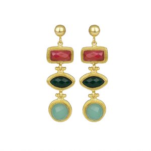 Innana Ruby, Em, Aqua Chal Drop Earrings