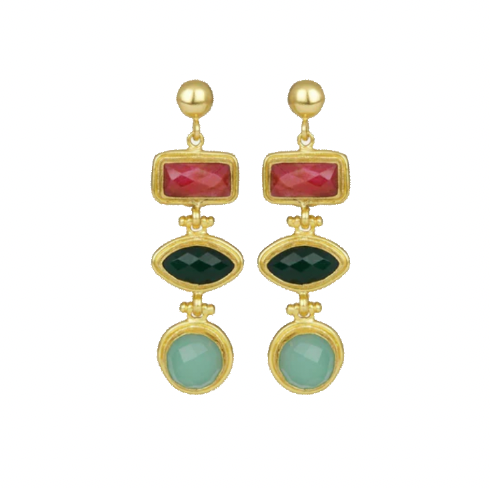 Innana Ruby, Em, Aqua Chal Drop Earrings