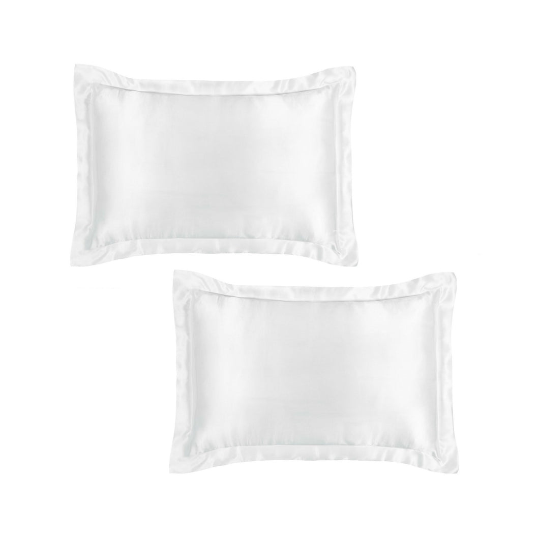 Silk Tailored Edge Pillowcase Set - Arctic White