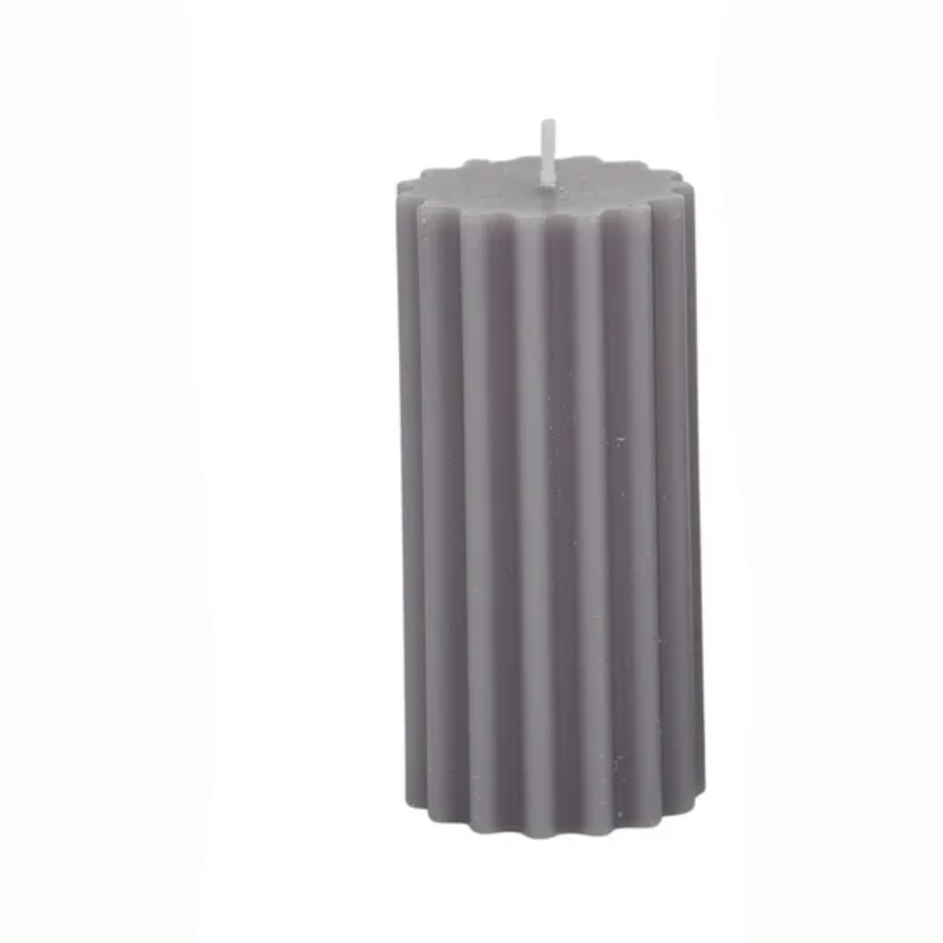 Thick Rib Pillar Candle 5x10cm Grey