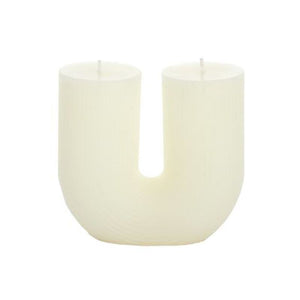 U Shaped Ribbed Candle 11x5x11.5cm White