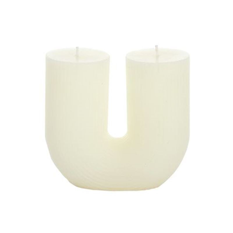 U Shaped Ribbed Candle 11x5x11.5cm White