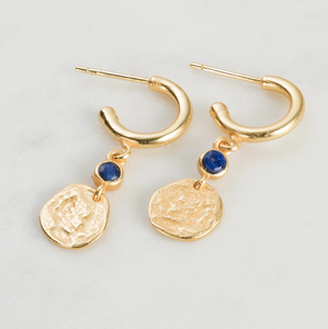 Zafino 'Ruby’ Earrings with Lapis - Gold