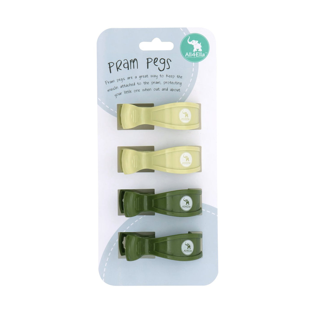 Pram Pegs 4pk - Soft Lime/Forest Green