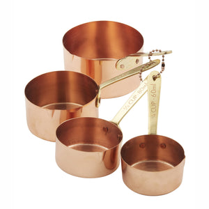 Copper Measuring Cups w/Brass Handles 4pc