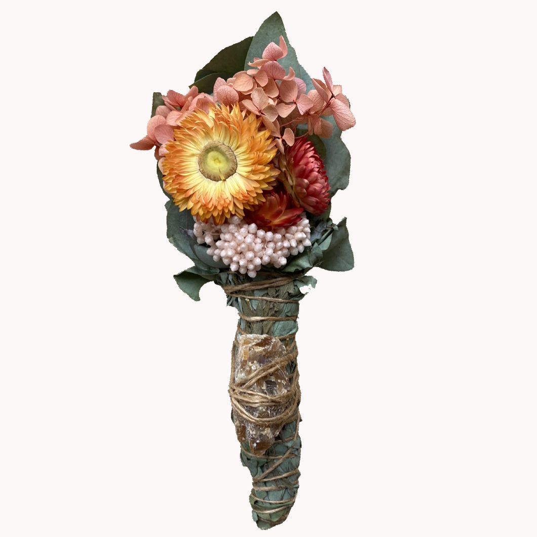 Smoke Stick Floral Bundle - Honey Calcite