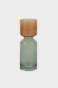 Gerta Glass Vase 7x20cm Tan/Sage