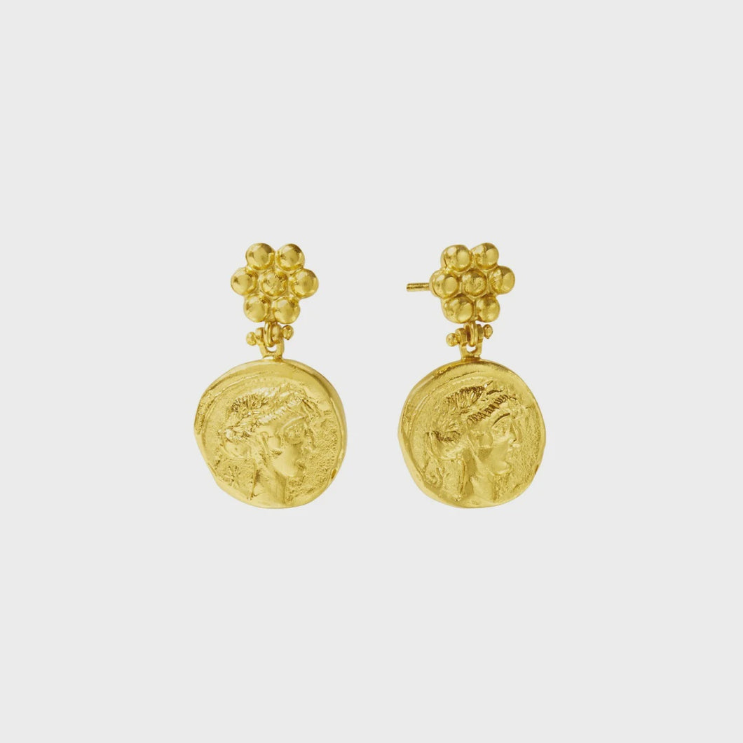 Goddess Demeter Coin Drop Studs