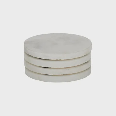 Neo S/4 Marble Coasters - Round White