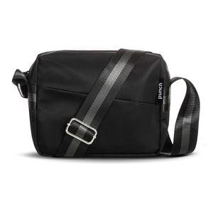 Nylon Diag Zip Rectangle Bag - Black