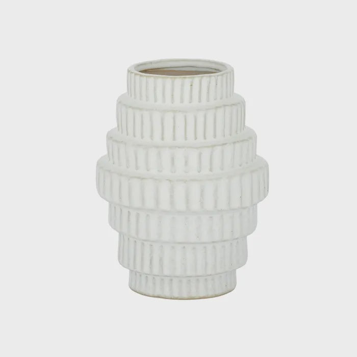 Pisa Ceramic Vase Ivory - 11x14.5cm