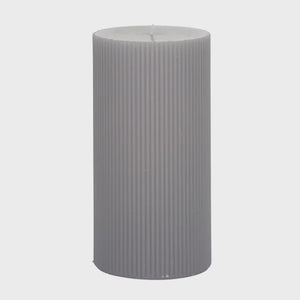 Ribbed Pillar Candle 10x20cm Grey
