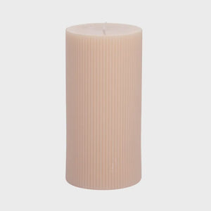 Ribbed Pillar Candle 10x20cm Nude